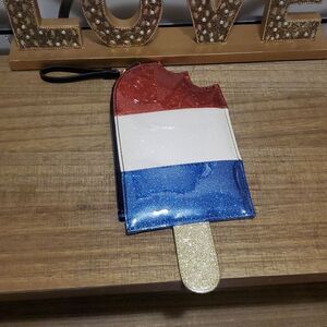 Claire's Tricolor Glitter Popsicle Zip Wistlet Pouch Clutch Chic